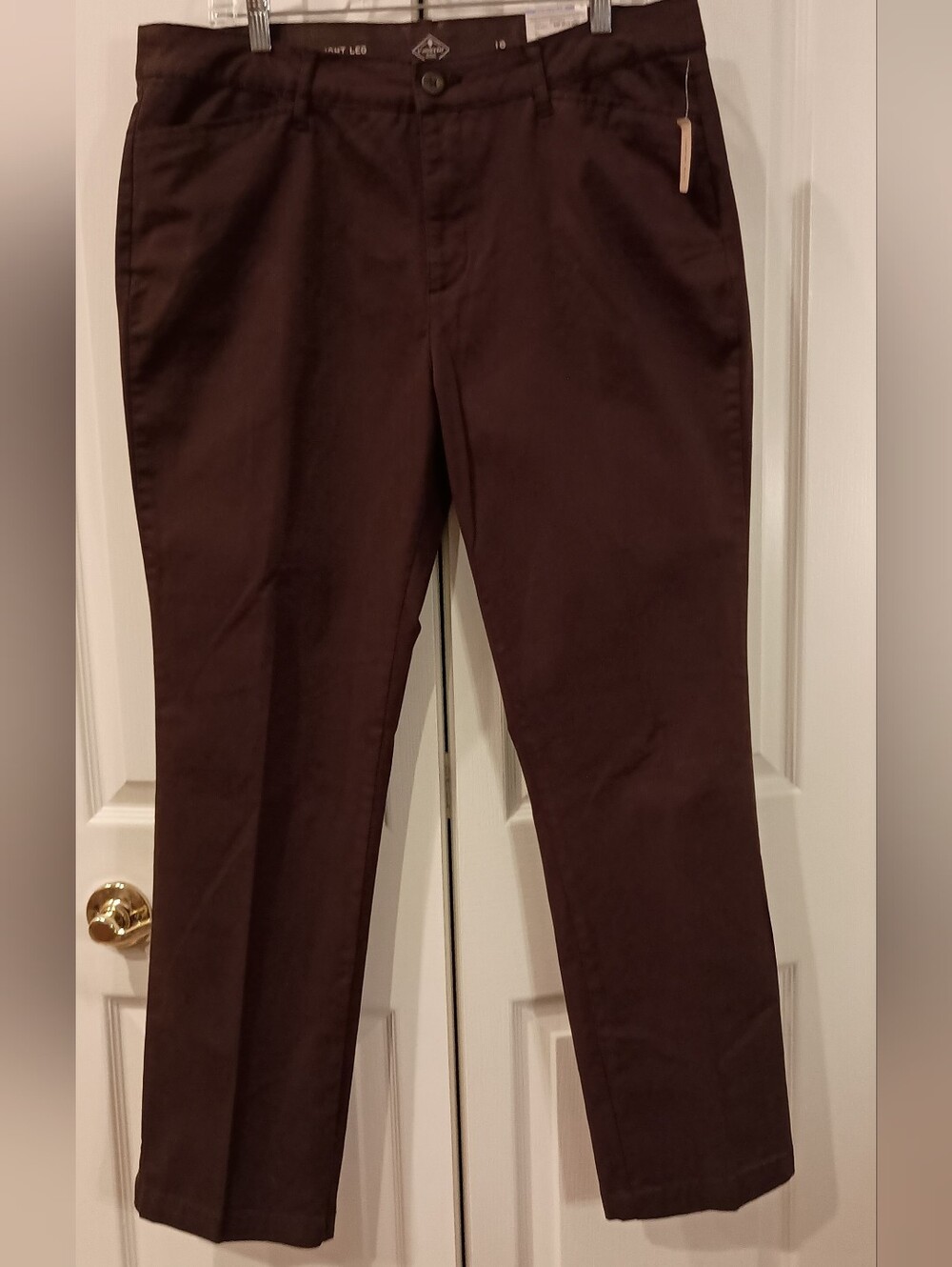 St. John's Bay Women's Straight-Leg Pants in Dark Brown